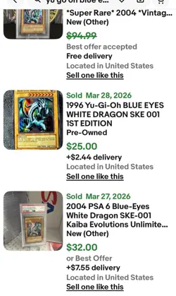 1996 Yu-Gi-Oh Blue Eyes White Dragon SKE-001 1ST EDITION Holographic Card - Image 5