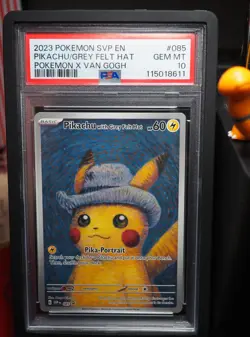 PSA 10 Pikachu with Grey Felt Hat Van Gogh 085 S&V Promo (With Card Guard) - Image 1