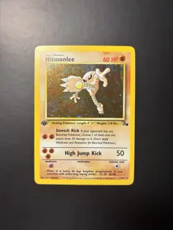 Hitmonlee 7/62 Fossil Holo 1st Edition - Pokemon Card - LP - Image 1