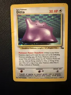 Pokemon Ditto Fossil 3/62 Holo Rare 50 HP Basic Unlimited 1999 Card - Image 1