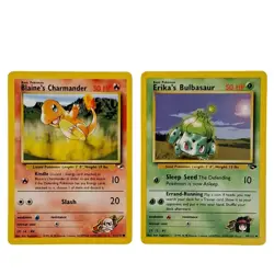 Pokemon Card Lot Blaine’s Charmander Erika’s Bulbasaur Gym Heroes WOTC - Image 1