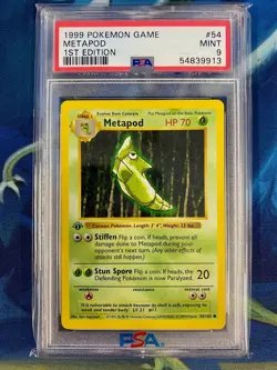 1999 POKEMON GAME | 1ST EDITION #54 METAPOD PSA 9 - Image 1