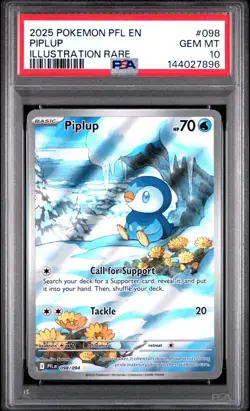 2025 POKEMON PFL EN-PHANTASMAL FLAMES ILLUSTRATION RARE #098 PIPLUP PSA 10 - Image 1