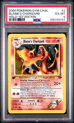 2000 POKEMON GYM CHALLENGE BLAINE'S CHARIZARD 1ST EDITION HOLO PSA 6 #2 WOTC - Image 1