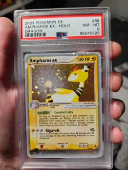 2003 Pokemon EX Dragon #89 Ampharos EX-Holo PSA 8 🌀 Perfect Swirl - Image 1
