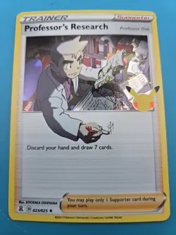 2021 Professor's Research 23/25 - Holo Rare Celebrations Pokemon Prof Oak LP - Image 1