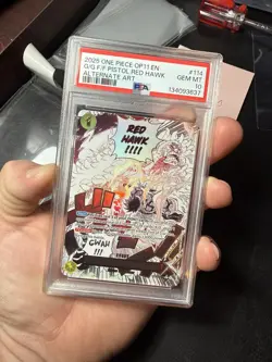 2025 One Piece Gum-Gum Fire-Fist Pistol Red Hawk Alternate Art #OP11-114 PSA 10 - Image 1