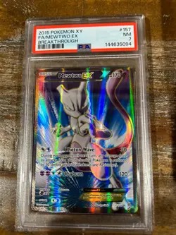 Pokemon 2015 XY Breakthrough Full Art MEWTWO EX #157 PSA 7 Near Mint RARE - Image 1