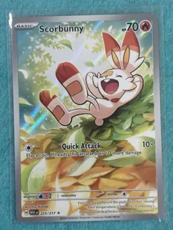 Pokemon Scorbunny Rare Holo ASCEN 225/217 Basic 70 HP 10+ Attack - Image 1