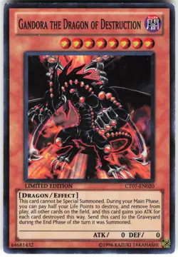 Gandora the Dragon of Destruction CT07-EN020 Yugioh TCG Super Rare MP - Image 1