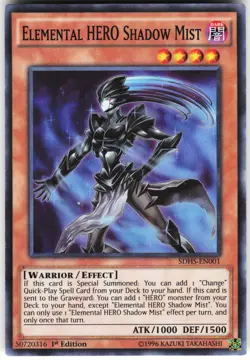 Elemental HERO Shadow Mist SDHS-EN001 Yugioh TCG Super Rare 1st Ed MP - Image 1