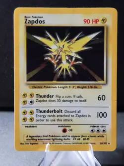 Pokemon Card ZAPDOS - 16/102 - Base Set - Holo - Rare Collection. LP - Image 3
