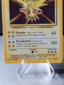 Pokemon Card ZAPDOS - 16/102 - Base Set - Holo - Rare Collection. LP - Image 5
