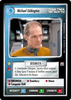 Star Trek CCG 1E Dominion MICHAEL EDDINGTON Rare Card VG Lightly Played - Image 1