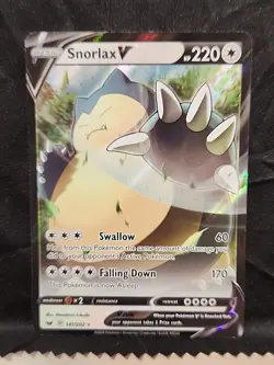Pokemon TCG Snorlax v Sword & Shield Base Set Holo Ultra Rare Card 141/202 - Image 1