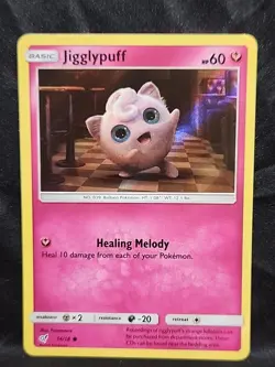 Pokemon Jigglypuff TCG Common Holo Card 14/18 Detective Pikachu - Image 1