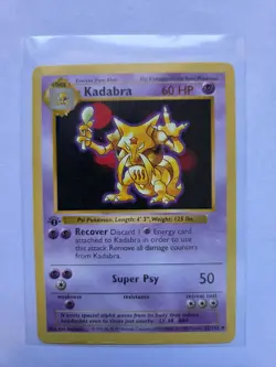 Pokemon Kadabra 1st Edition Uncommon Card Base Set Shadowless 032/102 60 HP 1999 - Image 1