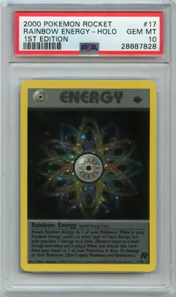 Pokemon Rainbow Energy 1st Edition PSA 10 Gem Mint Holo Team Rocket 17/82 - Image 1