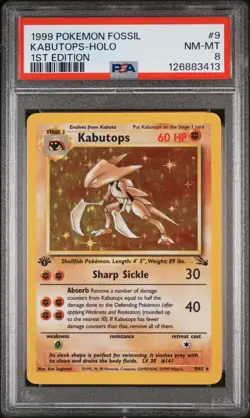Fossil Pokemon TCG Kabutops PSA 8 First Edition - Image 1