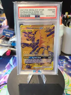 Pikachu & Zekrom GX Tag Team SM248 Promo Sun & Moon Pokemon TCG Near Mint PSA 7 - Image 1