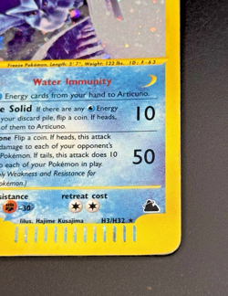 Pokemon Articuno H3/H32 Skyridge Rare Holo Unlimited Wizards ENG Vintage Played - Image 2