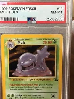 1999 Pokemon Fossil Muk Holo #13/62 PSA 8 - Image 3