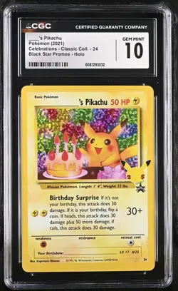2021 Pokemon Celebrations - Classic Coll. - Pikachu Birthday #24 CGC 10 Gem Mint - Image 2