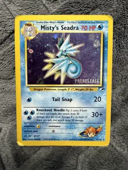 Prerelease Misty's Seadra 9/132 Gym Heroes Holo Rare Vintage Pokemon Card - NM - Image 1