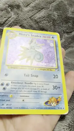 Prerelease Misty's Seadra 9/132 Gym Heroes Holo Rare Vintage Pokemon Card - NM - Image 2