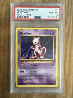 Mewtwo - 51/108 - Pokemon Evolutions XY Non-Holo Rare Card PSA 8 - Image 1