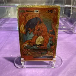 Pokemon Charizard GX Full Art Gold Foil Metal Card 190 HP Pokemon TCG - Image 1