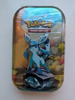 Pokemon Scarlet and Violet Prismatic Evolutions Mini Tin - 2 Boosters - Glaceon - Image 1