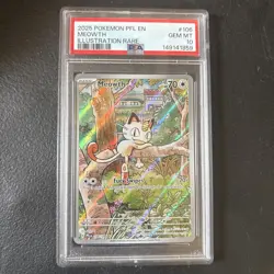 Pokemon Meowth 106/094 Phantasmal Flames Illustration Rare Holo 70 HP PSA 10 - Image 1