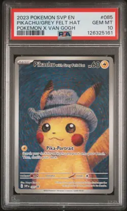 2023 POKEMON SVP EN-SV BLACK STAR PROMO #085 PIKACHU WITH GREY FELT HAT PSA 10 - Image 1