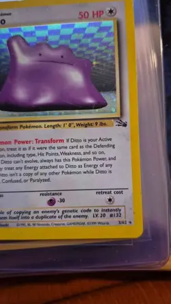 Ditto Holo Fossil 3/62 WOTC Pokemon Card - Image 4