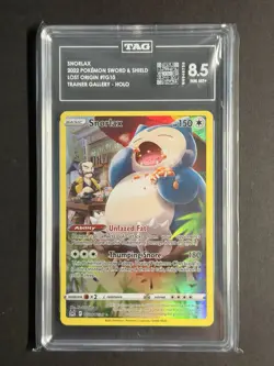 2022 POKEMON SWORD & SHIELD LOST ORIGIN #TG10 FULL ART/SNORLAX TAG 8.5 NM MT+ - Image 3