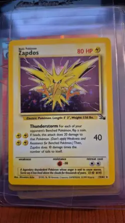 Pokemon Zapdos 15/62 Fossil Holo - Image 1