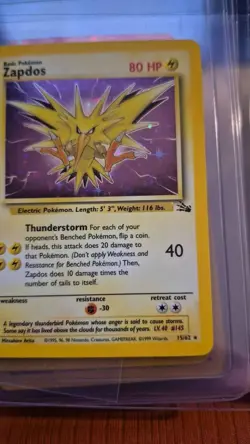 Pokemon Zapdos 15/62 Fossil Holo - Image 4
