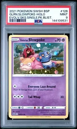 PSA 9 GALARIAN SLOWPOKE SWSH126 HOLO SWIRL BLACK STAR PROMO POKEMON MINT - Image 1