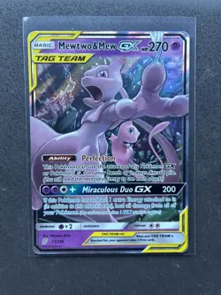 Pokemon TCG Mewtwo & Mew GX 71/236 Sm-Unified Minds Tag Team Holo Ultra Rare - Image 1
