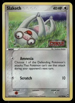 Pokemon Cards Slakoth 63/108 Reverse Holo STAMPED Power Keepers Common NM - Image 1