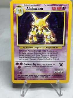 1999 Pokemon TCG Alakazam Base Set Holo Unlimited Rare Card 1/102 - Image 1