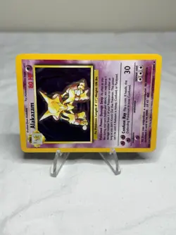 1999 Pokemon TCG Alakazam Base Set Holo Unlimited Rare Card 1/102 - Image 3