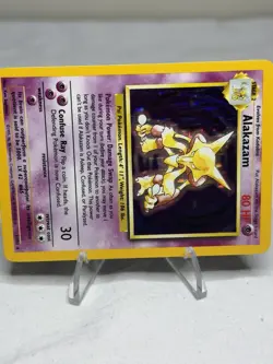1999 Pokemon TCG Alakazam Base Set Holo Unlimited Rare Card 1/102 - Image 4