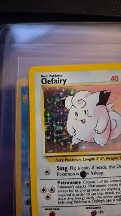 Pokemon TCG Clefairy Base Set Holo Unlimited Rare Card Black Dot Error 5/102 - Image 2