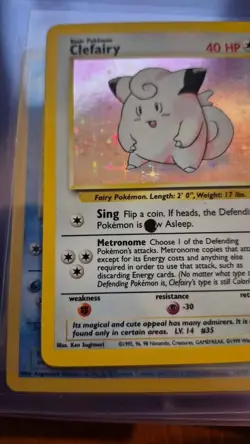 Pokemon TCG Clefairy Base Set Holo Unlimited Rare Card Black Dot Error 5/102 - Image 5