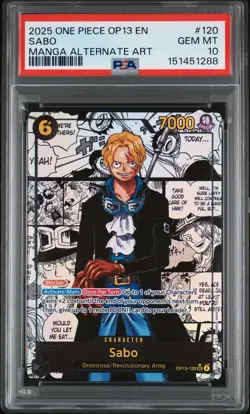 2025 ONE PIECE OP13-CARRYING ON HIS WILL #120 SABO MANGA ALTERNATE ART - Image 2
