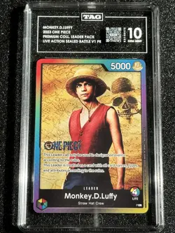 2023 One Piece Monkey D. Luffy TAG 10 Gem Mint Sealed Battle Live Action Promo - Image 1