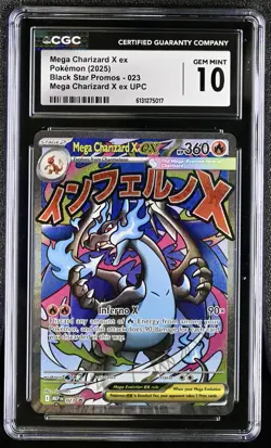 2025 Pokemon Black Star Promo Mega Charizard X ex #023 CGC 10 Gem Mint - Image 1