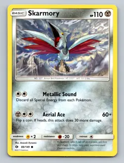 Skarmory Common SM Base Set #88/149 TCG Pokemon Card NM - Image 1